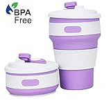 Collapsible Coffee Cup,12oz,C CLTEIN BPA Free Travel Mugs with Lid,A Great Coffee Mug in Office,Plane or Outdoor (Purple, 1)