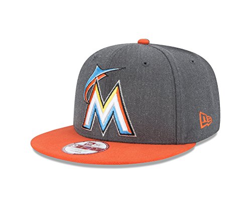 MLB Miami Marlins Heather 9Fifty Snapback Cap, One Size, Graphite