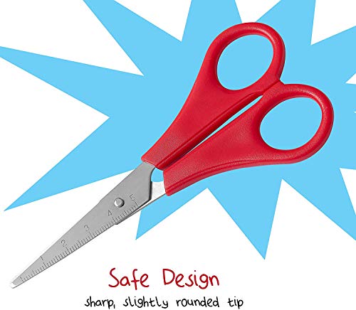 WA Portman Kids Scissors - Red - 12 Blunt Tip 5 Inch Safety Right and Left Handed Scissors for Kids and Toddlers - Scissors Multi Pack - Bulk School Supplies for Classrooms - Thumbnail 4