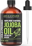 Aria Starr Jojoba Oil (4oz) - 100% Pure All Natural For Face, Hair Oil, Beard Oil, Hair Moisturizer, Dry Scalp Treatment - Excellent Carrier Oil For Aromatherapy Essential Oils
