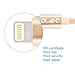 Apple MFi Certificated DLAND Golden Braided Aluminum USB Cable 3.3ft (1M) 8-Pin Lightning USB Charge Tangle Free Heavy Duty Lightning Charger Cable Cord for iPhone 6 6 Plus 5S 5C 5, iPad Air, iPad 4th Generation, iPad Mini, iPad Mini with Retina Display, iPod Touch 5th Generation and iPod Nano 7th Generation