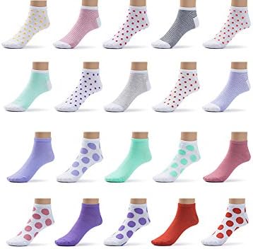 ComfortNFashion18 Pairs Womens Low Cut No Show Ankle Socks, Fun Novelty Thin Running Socks in Bulk, Black White or Patterned