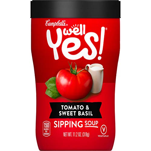 Campbell's Well Yes! Sipping Soup, Vegetable Soup On The Go, Tomato & Sweet Basil, 11.2 Oz, Pack of 8