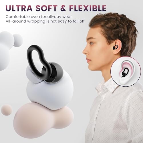 Ear Plugs for Sleeping for Side Sleepers, Soft Silicone Ear Plugs Anti Snoring 6 Sizes S/M/L for Optimal Fit (Single & Double), 2 Pairs Ear Wings, Reusable, Noise Reduction