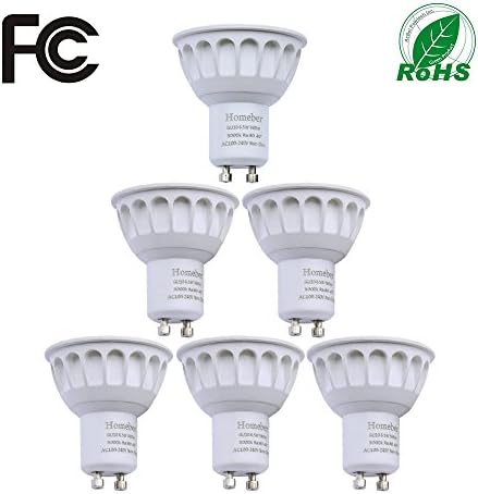 Homeber 6.5W MR16 LED spotlight Bulb with GU10 Base,60w halogen bulbs Equivalent, 3000K,560lm,40 Degree Recessed Lighting,6Pack(warm white)