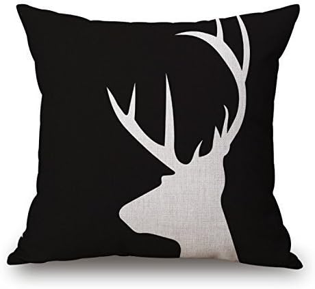 BALAETI Black and White Deer Antlers Throw Pillow 18 X 18 Square Pillowcase