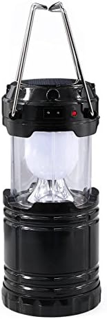Mimgo Store Outdoor Collapsible Solar Rechargeable Camping Lantern Hiking Light LED Lamp (Black)