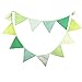 INFEI 3.2M/10.5Ft Vintage Floral Fabric Flags Bunting Banner Garlands for Wedding, Birthday Party, Outdoor & Home Decoration (Green)