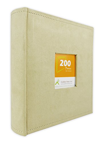 Golden State Art Photo Album Beige Suede Cover, Holds 200 4x6 Pictures