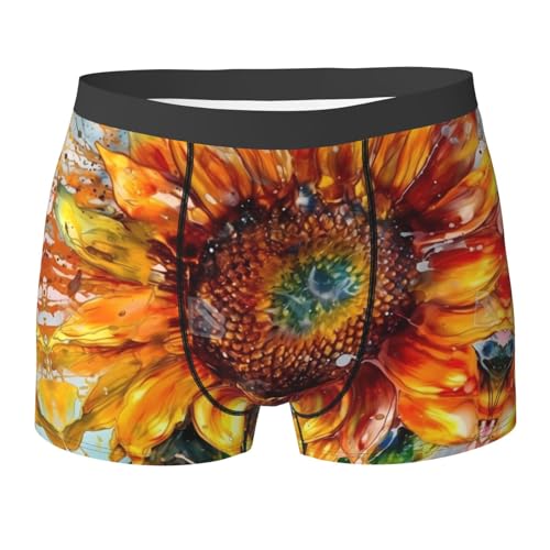 SYHEART Sunflower Printed Print Men'S Boxer Briefs With Elastic Comfort Fit Design For All-Day Wear