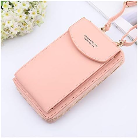 女性の財布ソリッドPUレザーショルダーストラップショルダーバッグ携帯電話ビッグカードホルダー財布ハンドバッグポケットガールズ (Color : Pink)