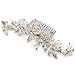 USABride Silver-Tone Rhinestone Floral Ivory Hair Comb, Crystal Bridal Hair Accessory 2223