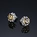 IBLUE 9 Pairs Stainless Steel Flower Clear Cubic Zirconia Stud Earring Set