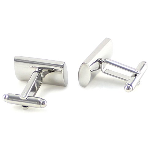 MENDEPOT Classic Rhodium Plated Rectangle Multi Color Stripes Cufflinks With Box