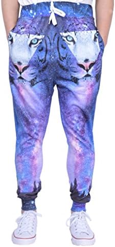 Westkun Men's Galaxy Gym Sport Joggers Sweatpants/Shirts,Tiger Galaxy,X-Small