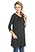 Frumos Tunics For Women 3/4 Sleeve Top For Leggings Charcoal 2Tone 2X-Large