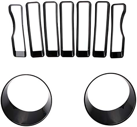 Aochuang Front Mesh Grille Grill Inserts Without Rings & Headlight Turn Light Cover Kit For 2018 Jeep Wrangler JL Sport/Sports