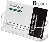 MaxGear Clear Acrylic Business Card Holder Display Office Business Card Holder Business Card Stand Business Card Desk Holder, Fits 30-50 Business Cards, 6 Pack
