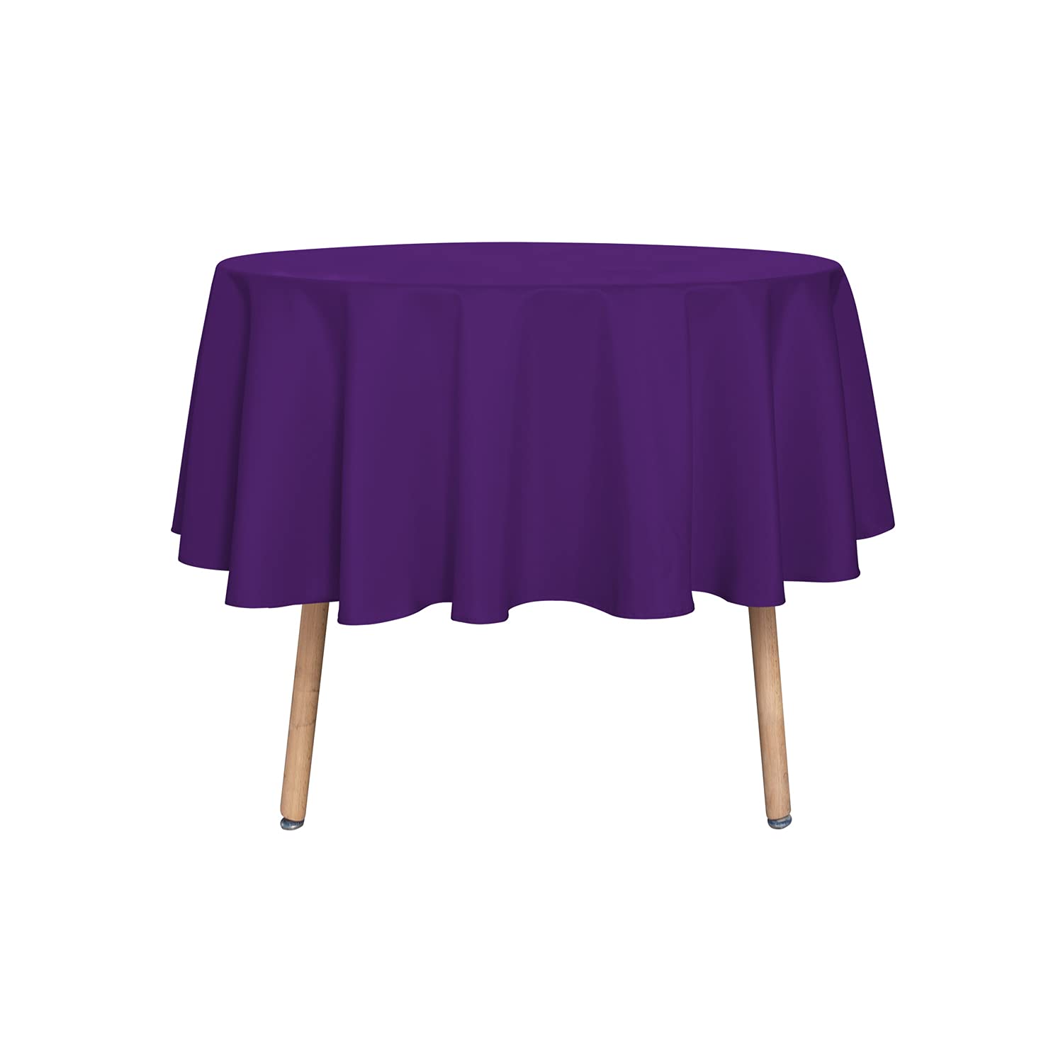 sancua Round Tablecloth - 48 Inch - Water Resistant Spill Proof Washable Polyester Table Cloth Decorative Fabric Table Cover for Dining Tables, Buffet Parties and Camping, Purple
