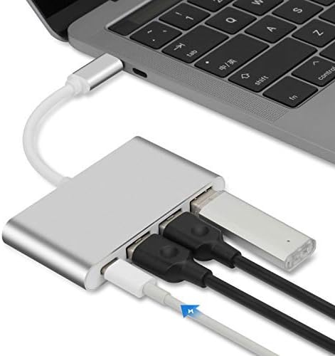 USB C Hub Multi USB C Adapter- 4 in 1 USB C Adapter with Type C Charging Port, USB 3.0, USB 2.0 Compatible ChromeBook Pixel and Other Type-C Hub Devices
