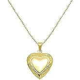 Lhyshl 18K Gold Plated Heart Locket Necklaces Photo Pendant Necklace For Women Jewelry Gifts