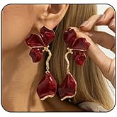 Boho Statement Flower Earrings for Women Colorful Drip Oil Floral Earring Layered Irregular Petal Dangle Drop Earring Party Prom Fashin Jewelry Accessary