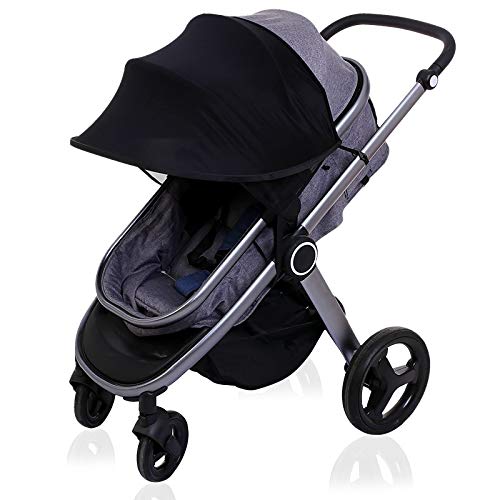 Qchomee Baby Strollers Sun Shade Canopy Universal for Pram Baby Carriage/Pushchair Sun Cover UV Protection Screen Insect Bug Netting Cover for Pram