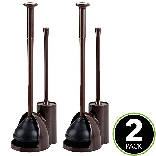 mDesign Hidden Plunger and Brush Set for Toilet Bowl Brush Cleaner