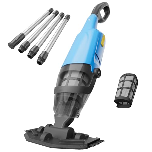 Cordless Handheld Pool Vacuum for Above Ground Pool, 18GPM Powerful Suction/87” Extension Pole/60Mins Runtime, Spot Fast Cleaning Pool Vacuum Cleaner for Spas Inground Above Ground Pool Vacuums (Blue)