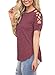 Astylish Women Sexy Cold Shoulder Cut Out Blouse Casual T Shirt Tops Red Medium