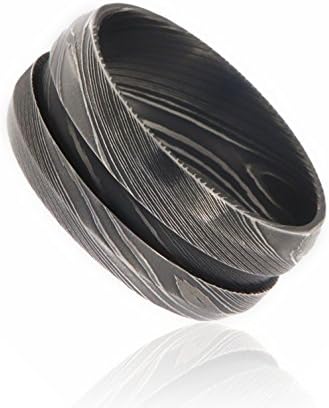 The Jewelry Source Damascus Steel Ring, Damascus Rings for Men Wide 10mm Premium Damascus Band