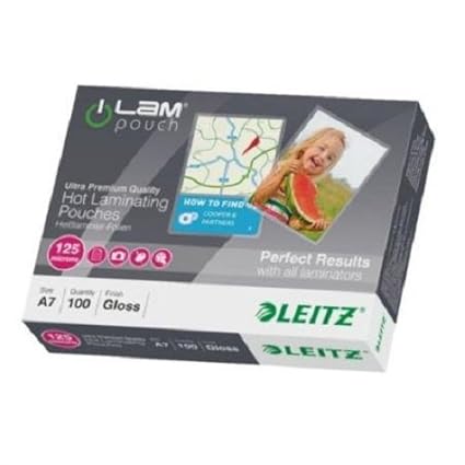 Leitz Heißlaminierfolien, Glänzend, transparent, A7, Folienstärke 125 mic, 100er Pack, 33805