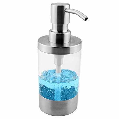 Cozhome SUS 304 Stainless Steel Countertop Soap Dispenser (Satin Finish) with Stainless and Clear Acrylic Countertop Soap Dispenser Pump