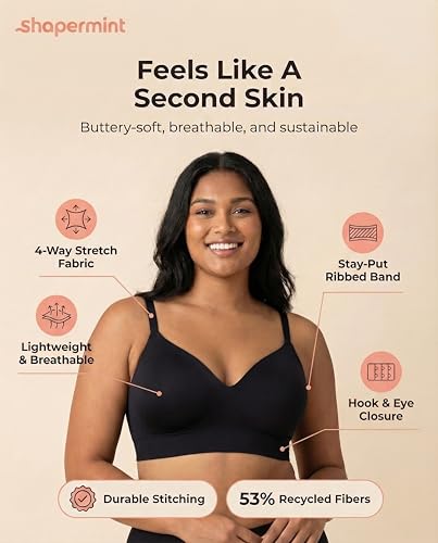 SHAPERMINT Seamless Wireless Bras for Women Full Support - Comfortable Bralette with Lift - Push Up Bra