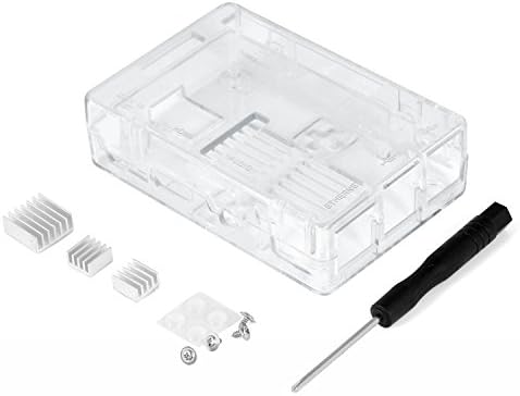 Aukru Premium Transparent Housing Case with Aluminum Heatsinks for Raspberry Pi 3 Model B/Raspi 2 Model B/Pi 2 B + (B Plus)