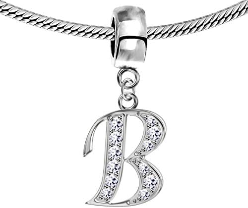BodyTrend Silver Pandora Inspired Charm Initials with CZ Crystals - Free Silver Dreamcatcher Charm when you buy 2 Alphabets