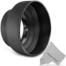 67MM Collapsible Rubber Lens Hood for Camera Lens with 67MM Filter Thread + Premium MagicFiber Microfiber Cleaning Cloth