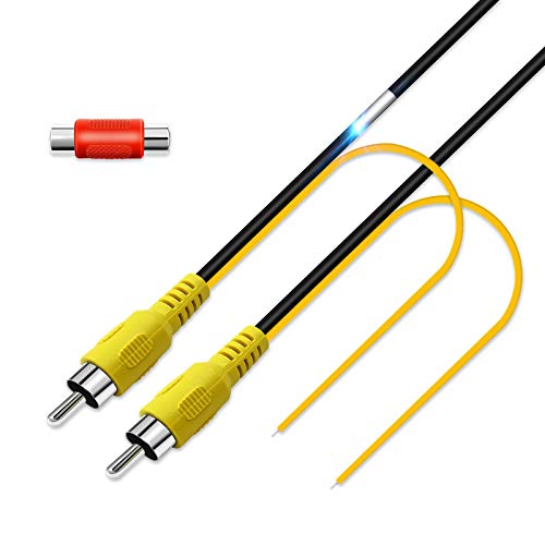 Pixelman 33Ft Backup Camera RCA Plug Video Extension Cable,Pure Copper Double-Shielded Car Rear Reverse Cam Cord,Auto Monitor Back Up AV Wire,Yellow Connector Adapter for Vehicle SUV RV Pickup Trucks
