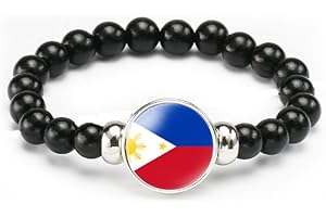 vmcoatdu National Flag Bracelet Elastic Rope Beaded Bracelet Support Your Country Travel Souvenir Gifts for Men Women