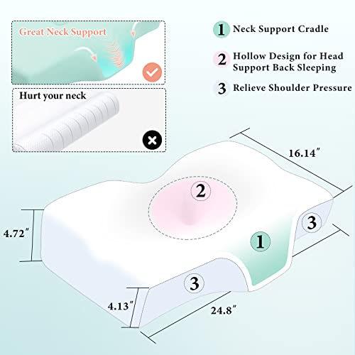 IKSTAR Cervical Neck Pillow for Neck Pain, Memory Foam Neck Pillow for