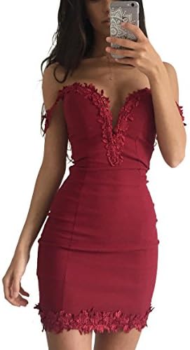Miss Floralยฎ Womens Red Bandeau Lace Plunge Mini Dress Size 6-14