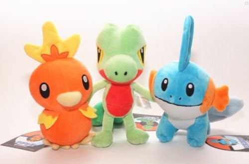 3Pcs/Lot Torchic Treecko Mudkip Plush Doll New Pokemon Center Stuffed Animal Toy