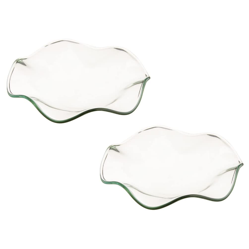 DOITOOL 2Pcs Replacement Oil Warmer Dish Flower Shape Glass Dish Wax Melt Candle Warmer Bowl Plate Lid Tray for Aroma Lamp Electric Lamps S