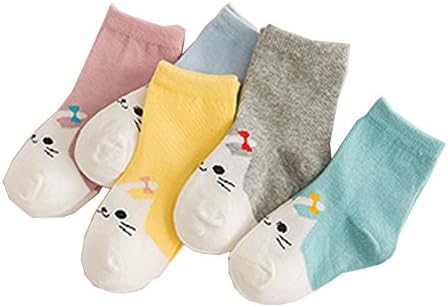 5 Pairs Emmas Style Korean Girls Cute Cartoon Socks with Bow