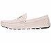 Amali Mens White Perforated Smooth Driving Loafer Shoes with Silver Double Bar Ornament: Style 1052-007