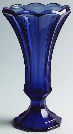 Vintage FOSTORIA GLASS Dark Blue VIRGINIA 7" Vase (Mid 1980's)