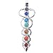 Jovivi 7 Chakras Natural Quartz Gemstones Stone Pendant Healing Point Chakra Reiki (Yoga&Angel Wings& Holy Sword Style 3pc)
