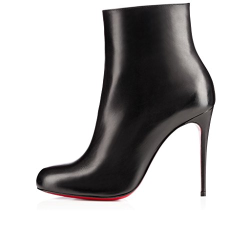 Jushee Women's MRxlges Closed Round Toe Stiletto High Heels Black Dress Ankle Boots 5 M US
