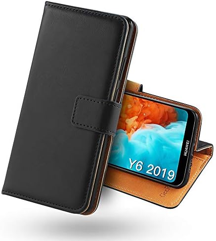 GeeRic Wallet Case Compatible with Huawei Y6 2019, Leather Wallet Case Protector Flip Cover with [Kickstand] [Card Slots] [Magnetic Closure] PU Leather Folio Cover Compatible with Huawei Y6 2019 Black