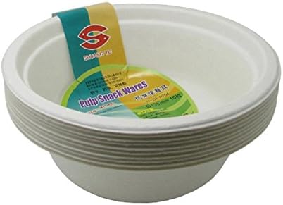 Onesall 100% Compostable Sugar Cane Fiber Disposable Soup Bowl 10oz, 10 Counts Per Bag, 10 Bags (10oz)